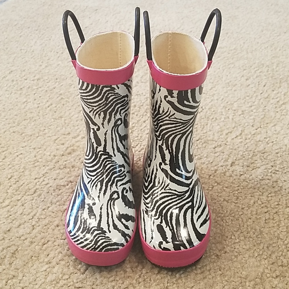 Black and White Zebra Girls Rain Boots